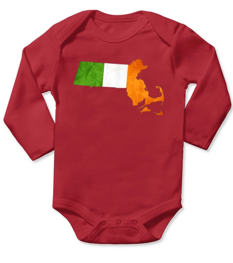 Cool Irish Flag Massachusetts  T-Shirt Long Sleeve Baby One-Piece