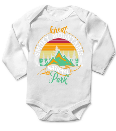 Great Smoky Mountains National Park Retro Sunset N Long Sleeve Baby One-Piece