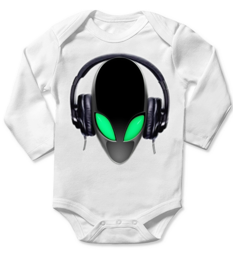 new Alien Music Lover DJ (Simplified Fit All Design) Long Sleeve Baby One-Piece