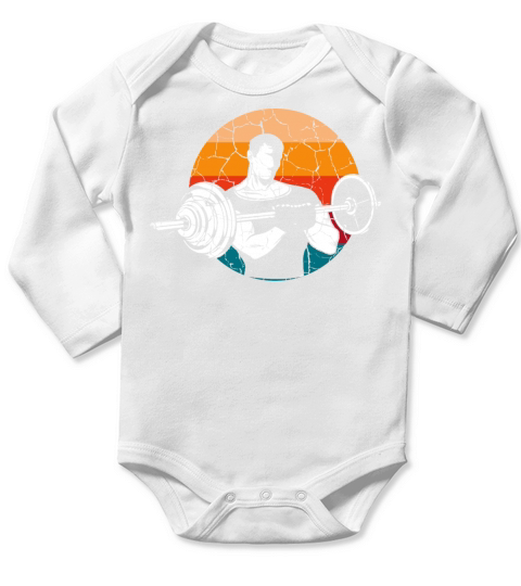 Vintage Body Builder Strong Person Gift Long Sleeve Baby One-Piece