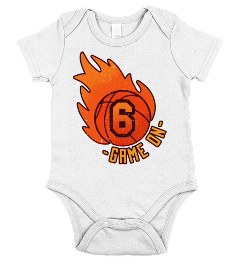 Athlete Ball Fire Game Sport Number 6 Basketball Short Sleeve Baby One-Piece