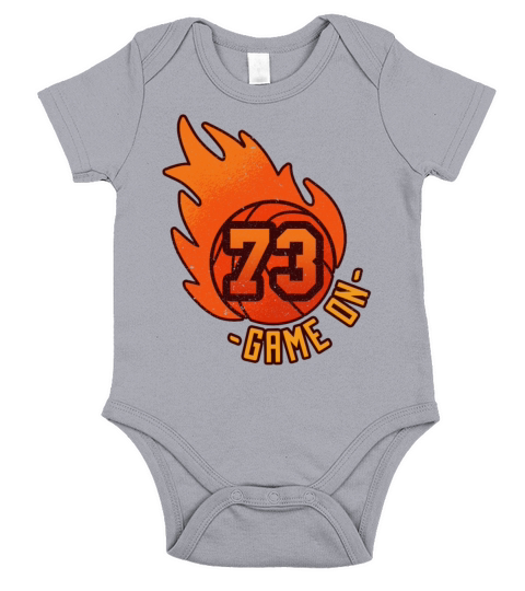 Athlete Ball Fire Game Sport Number 73 Basketball Short Sleeve Baby One-Piece