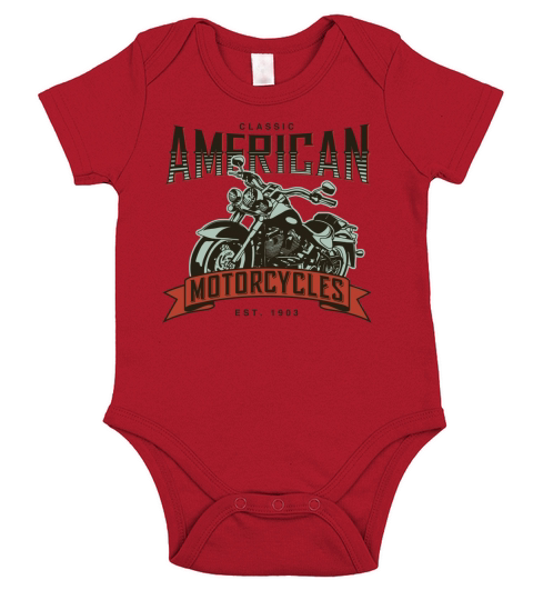 Classic American Motorcycle Short Sleeve Baby One-Piece