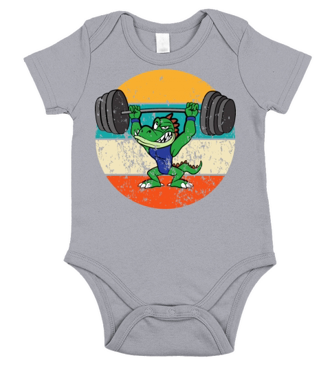 Crocodile Alligator Weightlifter Weightlifting Short Sleeve Baby One-Piece