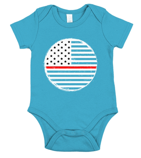 Firefighter Black Flag Red Short Sleeve Baby One-Piece