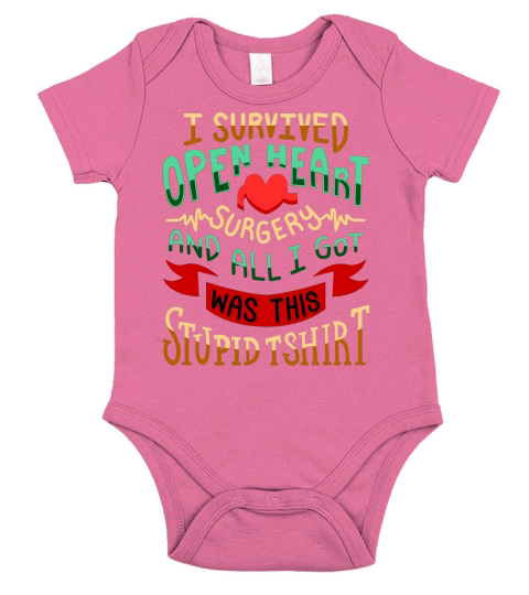 I Survived Open Heart Surgery Funny Recovery Mode T-shirt Short Sleeve Baby One-Piece