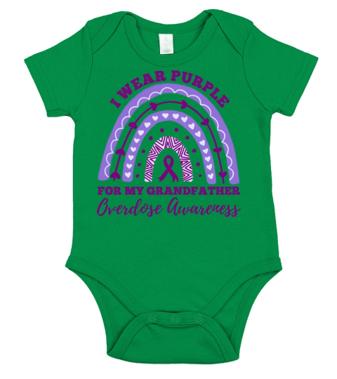 I Wear Purple Grandfather Overdose Awareness Short Sleeve Baby One-Piece