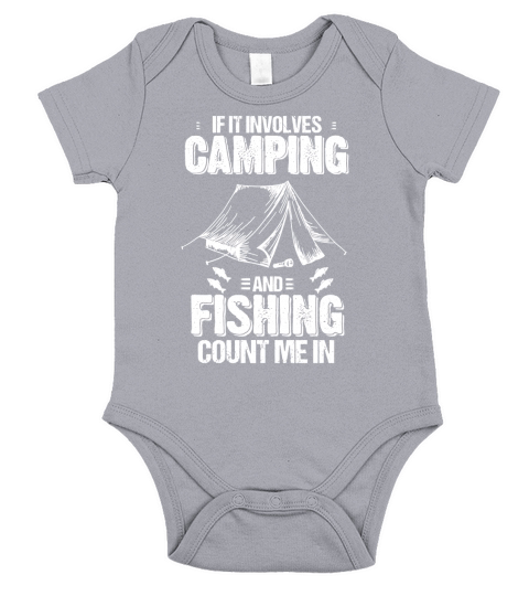 If It Involves Camping And Fishing Count Me In T Shirt Black Youth Short Sleeve Baby One-Piece