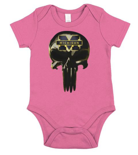 MICHIGAN WOLVERINES Skull T-Shirt Short Sleeve Baby One-Piece