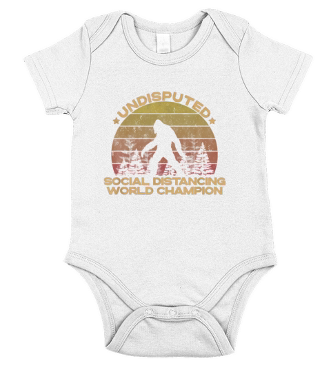 Social Distancing Champion - Vintage Sunset Bigfoot Yeti T-Shirt Short Sleeve Baby One-Piece