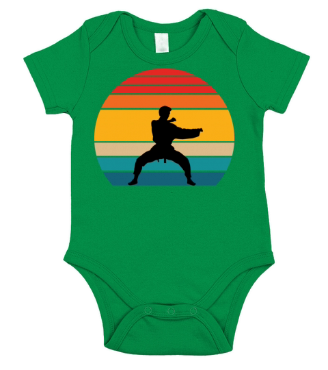 Vintage Retro Karate Short Sleeve Baby One-Piece