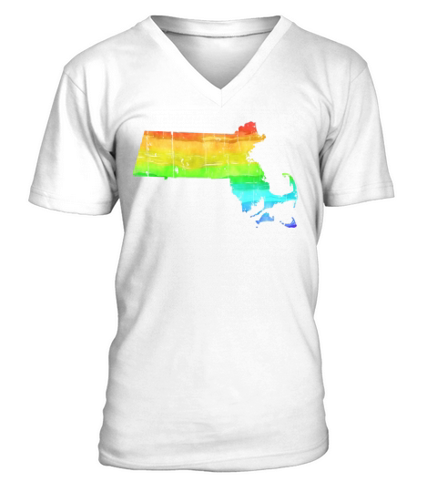America State Massachusetts Gay Pride LGBT Pride V-Neck T-shirt