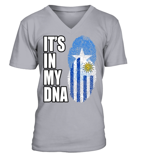 Somali And Uruguayan Vintage Heritage DNA Flag V-Neck T-shirt