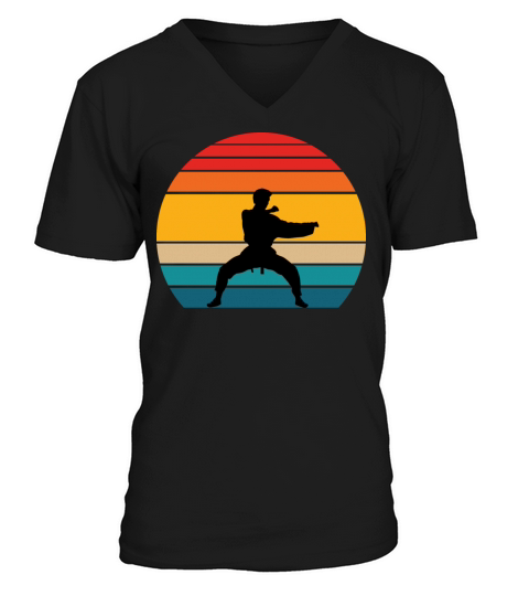 Vintage Retro Karate V-Neck T-shirt