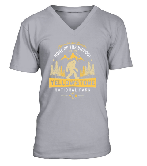 Yellowstone National Park Vintage Bigfoot T Shirt Men Women V-Neck T-shirt
