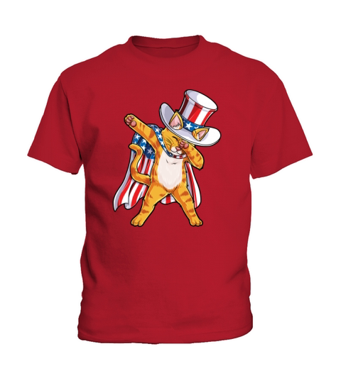 American Flag Patriot Cat Dabbing 4th July Independence Day shirt Kids T-Shirt
