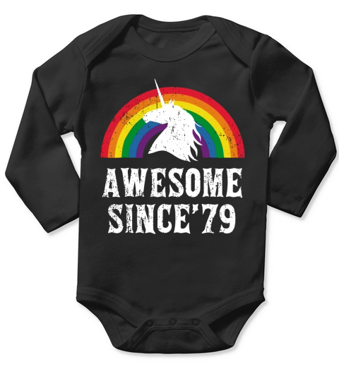 Awesome Since 79 Unicorn Rainbow shirt Long Sleeve Baby One-Piece
