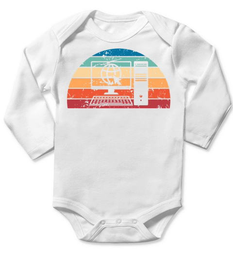 Retro Web Design Sunset Vintage programming Long Sleeve Baby One-Piece