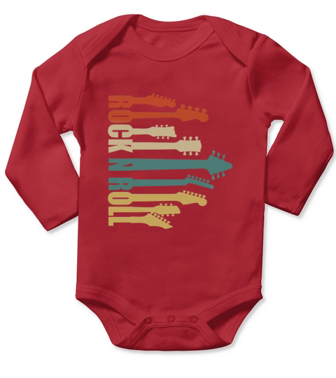 Rock Band Guitar Retro Vintage T Shirt Long Sleeve Baby One-Piece