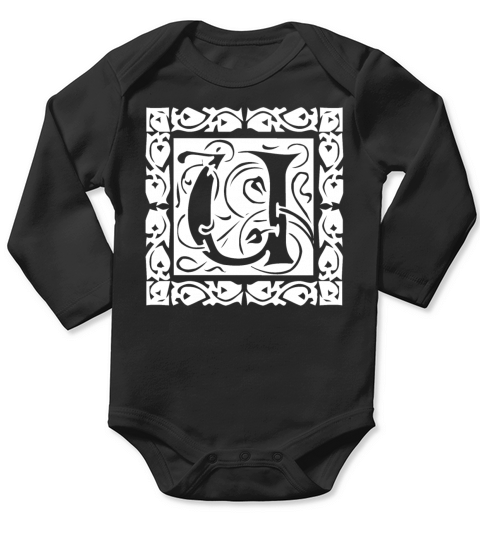 U Capital Letter Initial Monogram Alphabet Name Long Sleeve Baby One-Piece