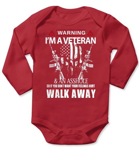 Veteran Warning Im A Veteran - Military Long Sleeve Baby One-Piece