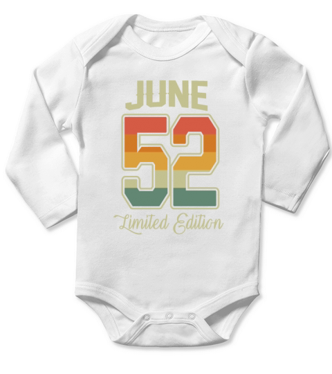 Vintage 70th Birthday June 1952 Sports Gift Long Sleeve Baby One-Piece