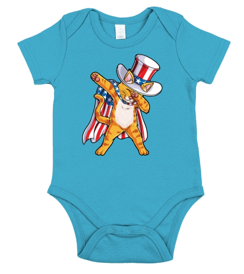 American Flag Patriot Cat Dabbing 4th July Independence Day shirt Short Sleeve Baby One-Piece