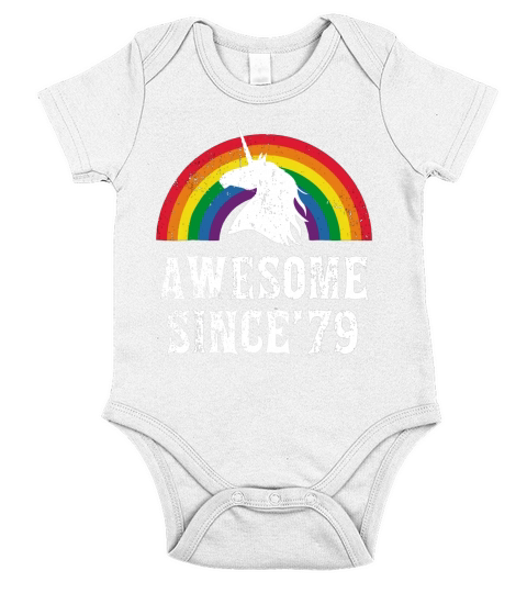 Awesome Since 79 Unicorn Rainbow shirt Short Sleeve Baby One-Piece