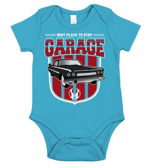 Best Place To Stay Garage Vintage Car Short Sleeve Baby One-Piece