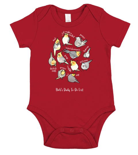 Cockatiel’s Schedule Bird’s Daily To-Do List shirt Short Sleeve Baby One-Piece