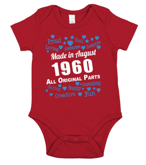 Made in August 1960 all original parts Shirts Short Sleeve Baby One-Piece