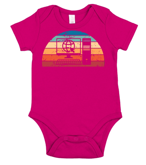 Retro Web Design Sunset Vintage programming Short Sleeve Baby One-Piece