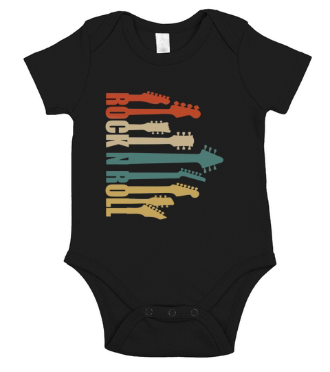 Rock Band Guitar Retro Vintage T Shirt Short Sleeve Baby One-Piece