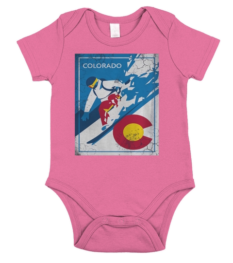 Snowboard Colorado Flag Short Sleeve Baby One-Piece