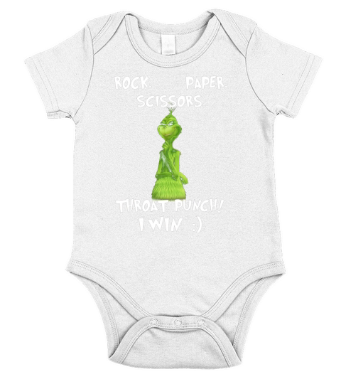The Grinch Rock paper scissors throat punch I win Short Sleeve Baby One-Piece