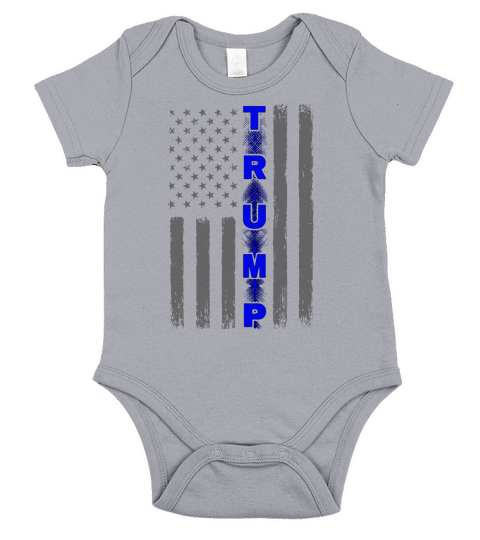 Thin blue line Trump American flag shirt Short Sleeve Baby One-Piece