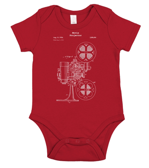 Vintage Movie Projector Blueprint Shirt - Film Cinema Video Short Sleeve Baby One-Piece