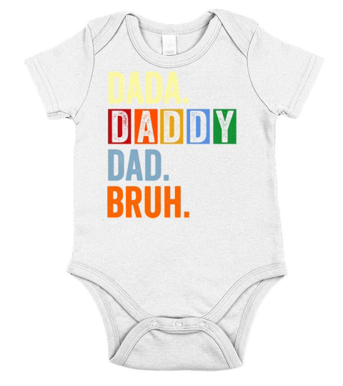 Vintage Ritro Mens Gift Dada to Daddy to Dad Short Sleeve Baby One-Piece