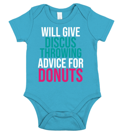 Will Give Discus Throwing Advice for Donuts Funny Short Sleeve Baby One-Piece