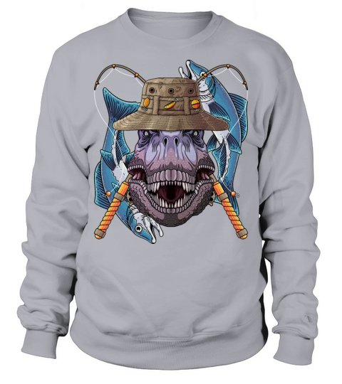 Fishing Dinosaur T Rex Outdoor Fisherman Cute Fly Sweatshirt Unisex