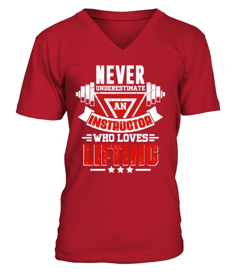 Never Underestimate Instructor Gym Workout Fitness V-Neck T-shirt