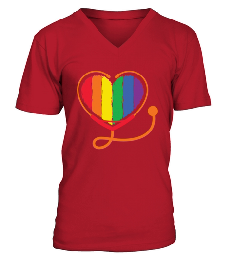 Nurse Stethoscope Lesbian Gay LGBTQ Transgender V-Neck T-shirt