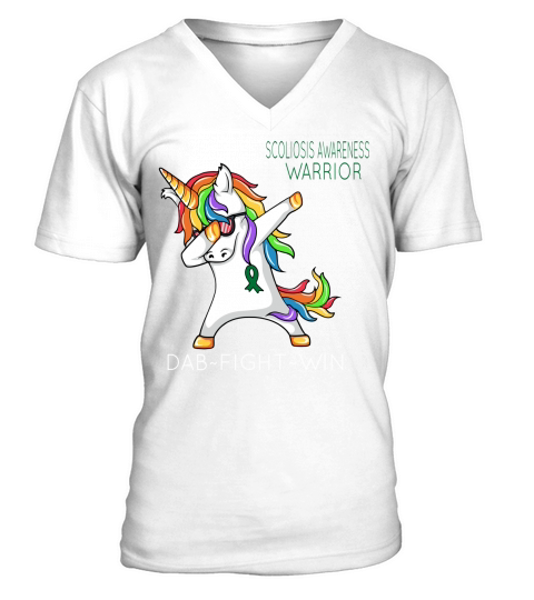 Scoliosis Awareness Warrior Unicorn Dab Fight Win Awareness 2020 - Baby Onesie V-Neck T-shirt