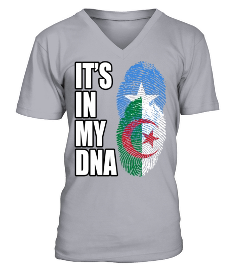 Somali And Algerian Vintage Heritage DNA Flag V-Neck T-shirt