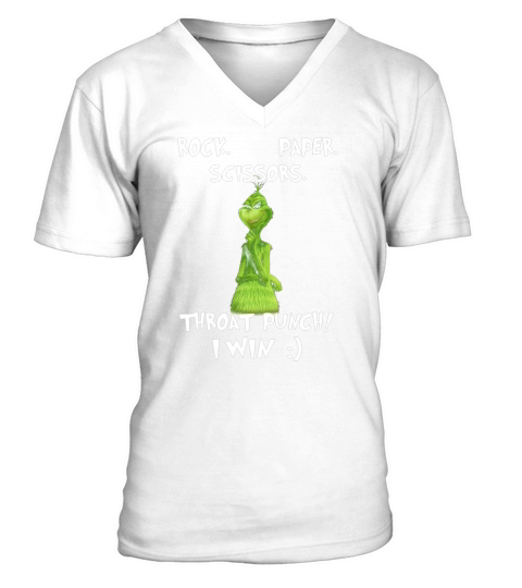 The Grinch Rock paper scissors throat punch I win V-Neck T-shirt