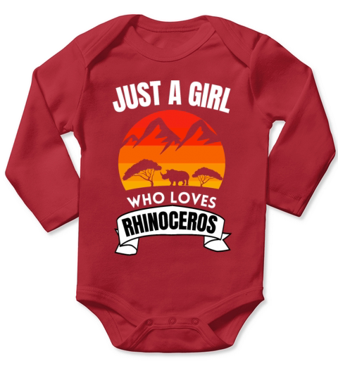 Animal Lover Africa Girl Gift Retro Rhinoceros Long Sleeve Baby One-Piece