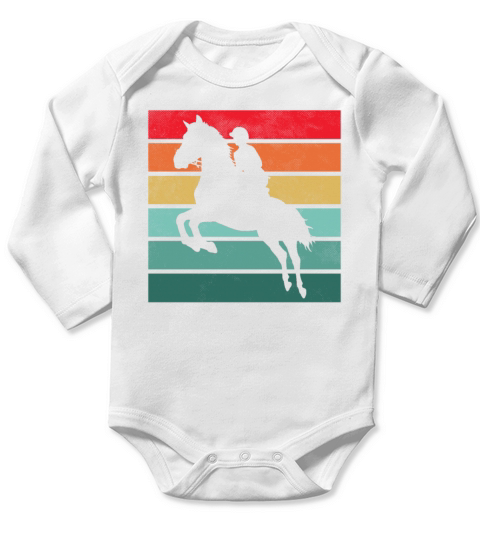 Girls Horse Riding Shirt Vintage Retro Long Sleeve Baby One-Piece