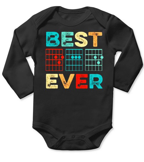 Guitar Chord Best Dad Ever Vintage Long Sleeve Baby One-Piece