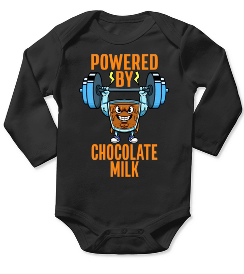 Gym Weightlifting Powered By Chocolate Milk Long Sleeve Baby One-Piece