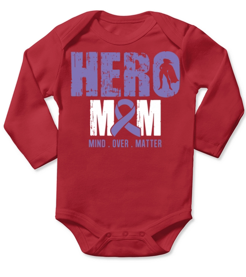 Hero Mom Hodgkins Lymphoma Cancer Awareness Ribbon Long Sleeve Baby One-Piece